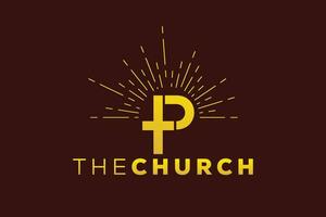 Trendy and Professional letter P church sign Christian and peaceful vector logo