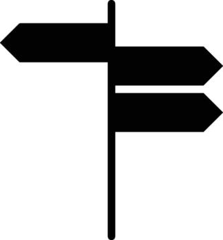 signpost direction icon symbol vector image. Illustration of the arrow information signboard guide destination design image. EPS 10