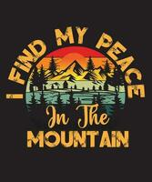 I Find My Peace In The Mountain, Summer Hiking Design vector