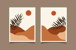 set of abstract modern landscape mountain aesthetic for wall art decoration vector