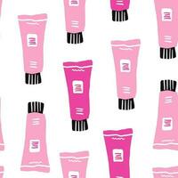 Vector pattern of tube used for toothpaste or cosmetics product in light pink color and white accent