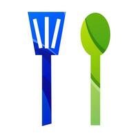 spoon and spatula colorful gradient style vector design