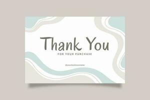 Printable Cute Thank You Card Template for Small Online Business, Decorated with Doodle Frame Blue Gray Pastel Color. Suitable for Bakery, Food, Ice Cream, Beauty, Fashion Baby Brand vector