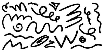 Squiggles Set. Hand Drawn Curly Lines. Vector Collection For Design.