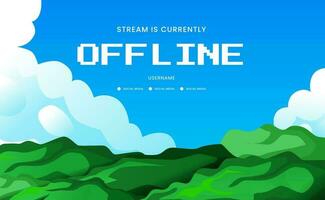 calm nature landscape scene with grass and cloud for offline stream for gamer vector