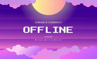 Dreamy cloud purple color offline stream screen for gaming window vector