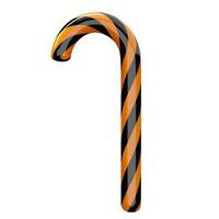halloween 3d candy cane with orange and black stripes vector