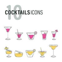 Set of diferent colored cocktail glasses Vector