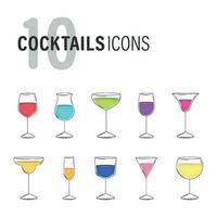 Set of diferent colored cocktail glasses Vector