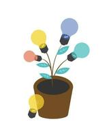 plant with a lot of light burb which is the symbol of idea or experience vector