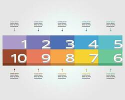 timeline step square chart template for infographic for presentation for 10 element vector