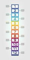 timeline step square chart template for infographic for presentation for 12 element vector