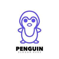 Penguin line art blue vector