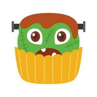 Halloween Cupcakes Illustration. Spooky decorated muffins, themed small cakes for 31 October and scary dessert food cartoon vector illustration set of halloween cake muffin spooky