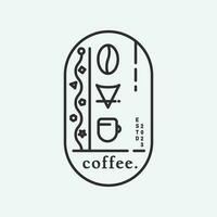 línea Arte café tienda logo icono vector diseño, semilla taza café logo sencillo diseño.