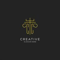 CC initial with monoline pillar logo style, luxury monogram logo design for legal firm vector