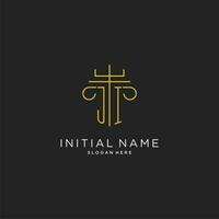 JI initial with monoline pillar logo style, luxury monogram logo design for legal firm vector