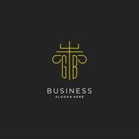 GB initial with monoline pillar logo style, luxury monogram logo design for legal firm vector