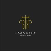 GX initial with monoline pillar logo style, luxury monogram logo design for legal firm vector