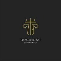 ZB initial with monoline pillar logo style, luxury monogram logo design for legal firm vector