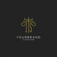 IS initial with monoline pillar logo style, luxury monogram logo design for legal firm vector