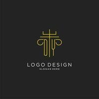 DY initial with monoline pillar logo style, luxury monogram logo design for legal firm vector