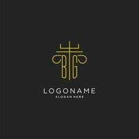 BG initial with monoline pillar logo style, luxury monogram logo design for legal firm vector