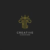 HC initial with monoline pillar logo style, luxury monogram logo design for legal firm vector