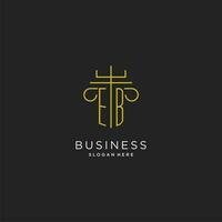 EB initial with monoline pillar logo style, luxury monogram logo design for legal firm vector