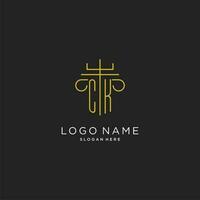 CK initial with monoline pillar logo style, luxury monogram logo design for legal firm vector