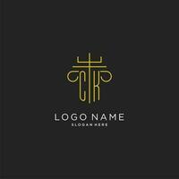 CK initial with monoline pillar logo style, luxury monogram logo design for legal firm vector