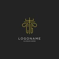 CG initial with monoline pillar logo style, luxury monogram logo design for legal firm vector