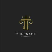 JE initial with monoline pillar logo style, luxury monogram logo design for legal firm vector