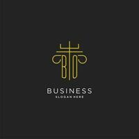 BO initial with monoline pillar logo style, luxury monogram logo design for legal firm vector