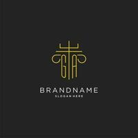 GA initial with monoline pillar logo style, luxury monogram logo design for legal firm vector