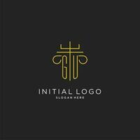 GU initial with monoline pillar logo style, luxury monogram logo design for legal firm vector