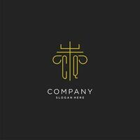 CQ initial with monoline pillar logo style, luxury monogram logo design for legal firm vector