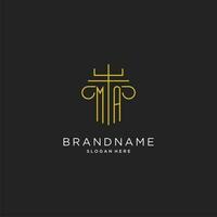 MA initial with monoline pillar logo style, luxury monogram logo design for legal firm vector