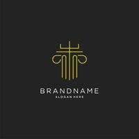 NN initial with monoline pillar logo style, luxury monogram logo design for legal firm vector