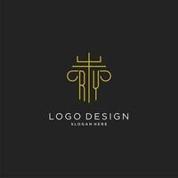 RY initial with monoline pillar logo style, luxury monogram logo design for legal firm vector