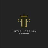 UW initial with monoline pillar logo style, luxury monogram logo design for legal firm vector