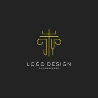 JY initial with monoline pillar logo style, luxury monogram logo design for legal firm vector