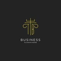 TB initial with monoline pillar logo style, luxury monogram logo design for legal firm vector