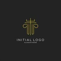 UU initial with monoline pillar logo style, luxury monogram logo design for legal firm vector