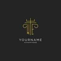 WE initial with monoline pillar logo style, luxury monogram logo design for legal firm vector