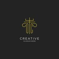 OC initial with monoline pillar logo style, luxury monogram logo design for legal firm vector