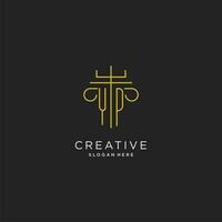 YP initial with monoline pillar logo style, luxury monogram logo design for legal firm vector