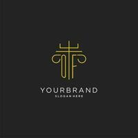 OF initial with monoline pillar logo style, luxury monogram logo design for legal firm vector