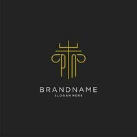PN initial with monoline pillar logo style, luxury monogram logo design for legal firm vector