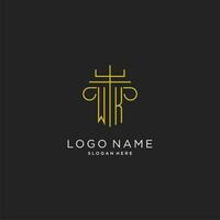 WK initial with monoline pillar logo style, luxury monogram logo design for legal firm vector